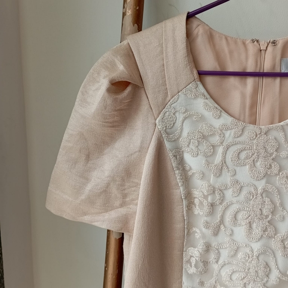 Korean Gold and Beige Embroidered Dress - Picture 8 of 14